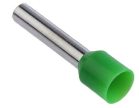 RS PRO Insulated Bootlace Ferrule, 18mm Pin Length, 3.5mm Pin Diameter, 6mm² Wire Size, Green [0]; 270-7536