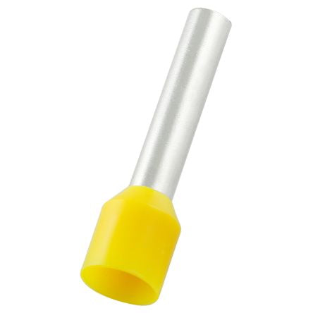 RS PRO Insulated Bootlace Ferrule, 18mm Pin Length, 3.5mm Pin Diameter, 6mm² Wire Size, Yellow [0]; 270-7537