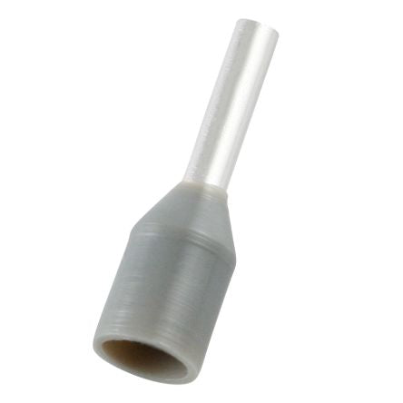 RS PRO Insulated Bootlace Ferrule, 6mm Pin Length, 1.2mm Pin Diameter, 0.75mm² Wire Size, Grey [0]; 270-7538