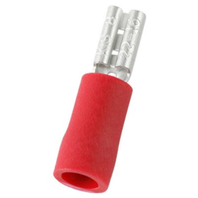 RS PRO Red Insulated Female Spade Connector, Double Crimp, 0.8 x 2.8mm Tab Size, 0.5mm² to 1.5mm² [0]; 270-7570