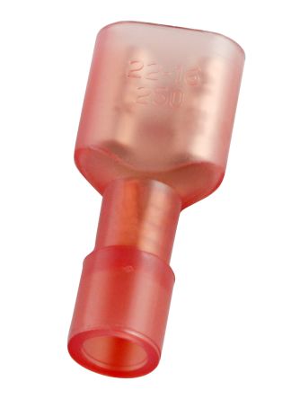 RS PRO Red Insulated Female Spade Connector, Receptacle, 0.8 x 6.35mm Tab Size, 0.5mm² to 1.5mm² [0]; 270-7573