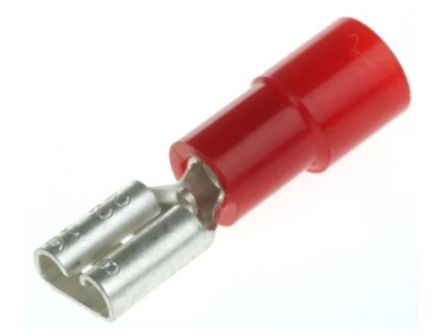 RS PRO Red Insulated Female Spade Connector, Receptacle, 4.75 x 0.8mm Tab Size, 0.5mm² to 1.5mm² [0]; 270-7582