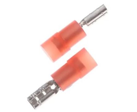 RS PRO Red Insulated Female Spade Connector, Double Crimp, 2.8 x 0.8mm Tab Size, 0.5mm² to 1.5mm² [0]; 270-7587