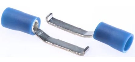 RS PRO Hooked Insulated Crimp Blade Terminal 17.4mm Blade Length, 1.5mm² to 2.5mm², 16AWG to 14AWG, Blue [0]; 270-7603