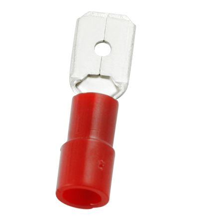 RS PRO Red Insulated Male Spade Connector, Tab, 6.35 x 0.8mm Tab Size, 0.5mm² to 1.5mm² [0]; 270-7605