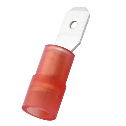 RS PRO Red Insulated Male Spade Connector, Double Crimp, 4.75 x 0.8mm Tab Size, 0.5mm² to 1.5mm² [0]; 270-7606