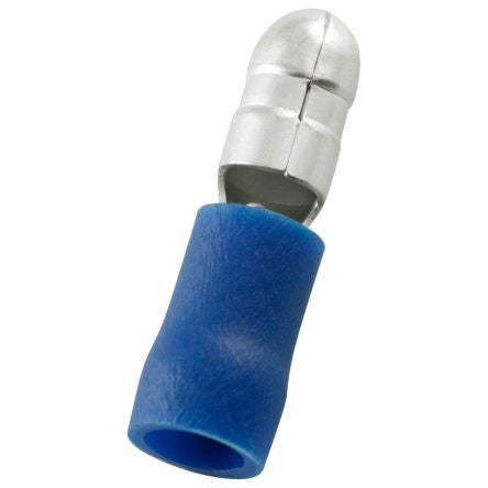 RS PRO Insulated, Blue Crimp Bullet Connector, 1.5mm² to 2.5mm², 16AWG to 14AWG, 5mm Bullet diameter Male [0]; 270-7609