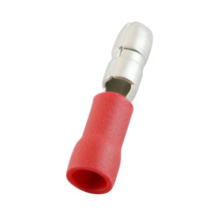 RS PRO Insulated, Red Crimp Bullet Connector, 0.5mm² to 1.5mm², 22AWG to 16AWG, 4mm Bullet diameter Male [0]; 270-7610