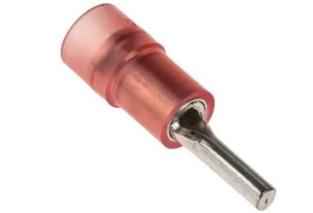 RS PRO Insulated, Tin Crimp Pin Connector, 0.5mm² to 1.5mm², 22AWG to 16AWG, 1.9mm Pin Diameter, 9mm Pin Length, Red [0]; 270-7620