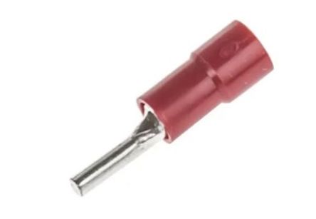 RS PRO Insulated, Tin Crimp Pin Connector, 0.5mm² to 1.5mm², 22AWG to 16AWG, 1.9mm Pin Diameter, 9mm Pin Length, Red [0]; 270-7622