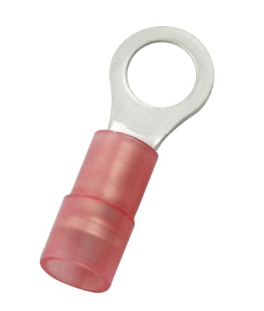 RS PRO Insulated Crimp Ring Terminal, M5 Stud Size, 0.5mm² to 1.5mm² Wire Size, Red [0]; 270-7625