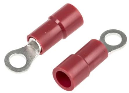 RS PRO Insulated Crimp Ring Terminal, M3 Stud Size, 0.5mm² to 1.5mm² Wire Size, Red [0]; 270-7640