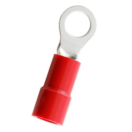 RS PRO Insulated Crimp Ring Terminal, M4 Stud Size, 0.5mm² to 1.5mm² Wire Size, Red [0]; 270-7647