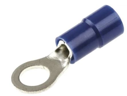 RS PRO Insulated Crimp Ring Terminal, M5 Stud Size, 1.5mm² to 2.5mm² Wire Size, Blue [0]; 270-7649