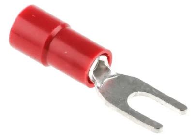 RS PRO Insulated Crimp Spade Connector, 0.5mm² to 1.5mm², 22AWG to 16AWG, 3.2mm Stud Size Vinyl, Red [0]; 270-7655
