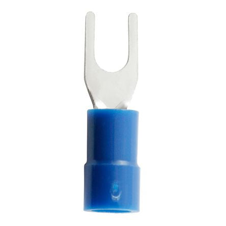 RS PRO Insulated Crimp Spade Connector, 1.5mm² to 2.5mm², 16AWG to 14AWG, 3.7mm Stud Size Vinyl, Blue [0]; 270-7658