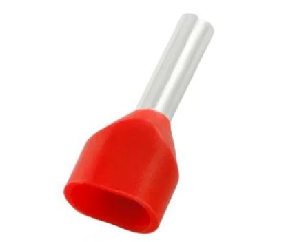 RS PRO Insulated Bootlace Ferrule, 10mm Pin Length, 2.4mm Pin Diameter, 2 x 1.0mm² Wire Size, Red [0]; 270-7664