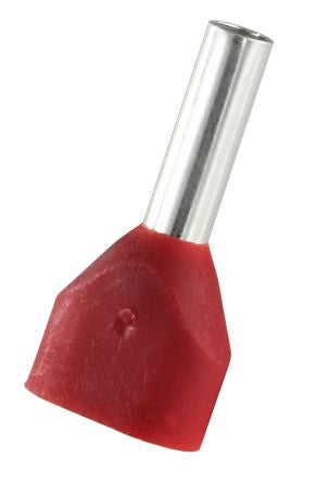RS PRO Insulated Bootlace Ferrule, 8mm Pin Length, 2.6mm Pin Diameter, 2 x 1.5mm² Wire Size, Red [0]; 270-7665
