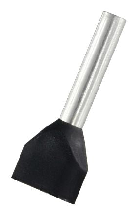 RS PRO Insulated Bootlace Ferrule, 12mm Pin Length, 2.6mm Pin Diameter, 2 x 1.5mm² Wire Size, Black [0]; 270-7666