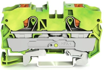 WAGO 2210-1207 TOPJOB S, 2210 Series Green/Yellow, 10mm², Single-Level, Push-In Cage Clamp Termination, ATEX [2210-1207]; 271-0212
