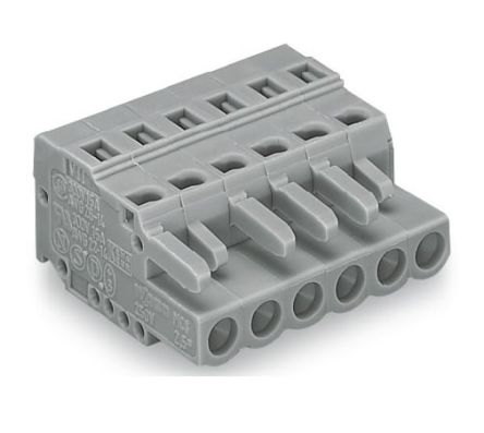 WAGO 231 Series PCB Terminal, 4-Contact, 5mm Pitch, Cable Mount, 1-Row, Cage Clamp Termination [231-104/026-000]; 271-0218