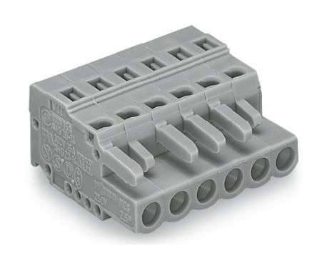 WAGO 231 Series PCB Terminal, 8-Contact, 5mm Pitch, Cable Mount, 1-Row, Cage Clamp Termination [231-108/026-000]; 271-0221