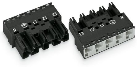 WAGO 770 Series Lighting Connector, 5-Pole, Male, 5-Way, Cable Mount, 25A [770-415]; 271-0323