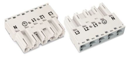 WAGO 770 Series Lighting Connector, 5-Pole, Male, 5-Way, Cable Mount, 25A [770-435]; 271-0328