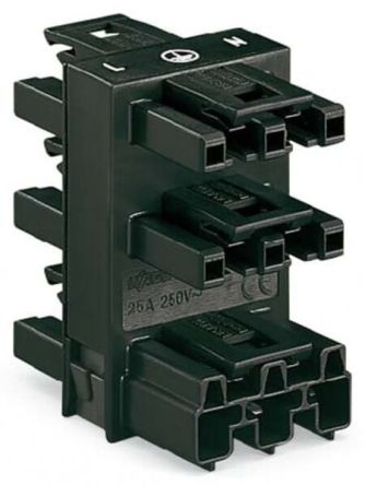 WAGO 770 Series Lighting Connector, 3-Pole, Female, 5-Way, Flush Mount, 25A [770-608]; 271-0330