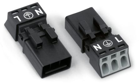 WAGO 890 Series Lighting Connector, 3-Pole, Male, 3-Way, Flush Mount, 16A [890-213]; 271-0362