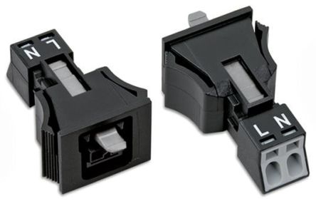 WAGO 890 Series Lighting Connector, 2-Pole, Female, 2-Way, Snap-In, 16A [890-702]; 271-0366