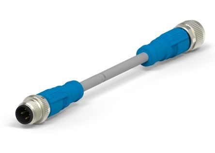 TE Connectivity Straight Male 4 way M12 to Straight Female M12 Cable Assembly, 1.5m [T4152123004-003]; 271-1427