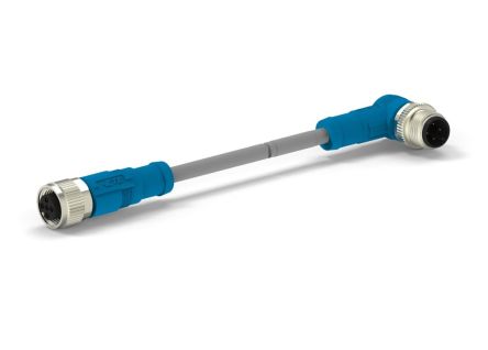 TE Connectivity Right Angle Male 4 way M12 to Straight Female M12 Cable Assembly, 1.5m [T4152223004-003]; 271-1432