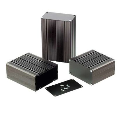 Nu-Tech Engineering Black Aluminium General Purpose Enclosure, Flanged, Black Lid, 100 x 60.5 x 105mm [E005/001]; 271-2525