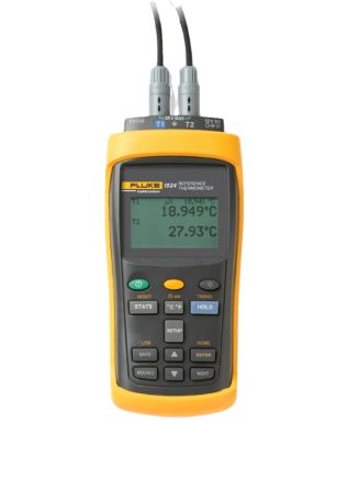 Fluke calibration 1524 Handheld Digital Thermometer for Industrial Use, E, J, K, N, R, S, T Probe, 2 Input(s), +60°C [1524-256]; 271-2839