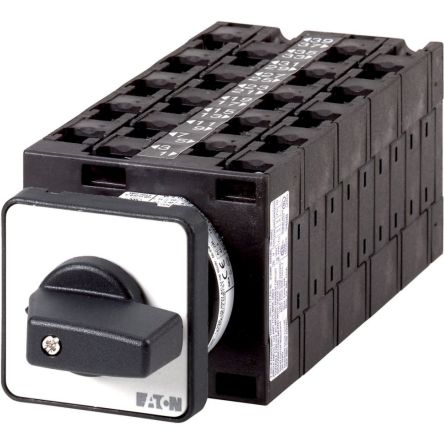 Eaton, 5P 4 Position 30° On-Off Cam Switch, 690V (Volts), 32A, Angled Toggle Actuator [003837 T3-10-8485/E]; 271-3986
