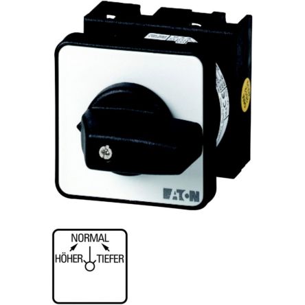 Eaton, 1P 3 Position 45° Motor Reversing Cam Switch, 690V (Volts), 20A, Short Thumb Grip Actuator [009468 T0-1-8185/E]; 271-4162