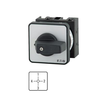 Eaton, 1P 4 Position 90° Changeover Cam Switch, 690V (Volts), 20A, Short Thumb Grip Actuator [009815 T0-1-8566/E]; 271-4188