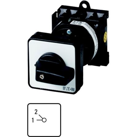 Eaton, 2P 2 Position 45° Multi Step Cam Switch, 690V (Volts), 20A, Toggle Actuator [011281 T0-2-15136/Z]; 271-4254