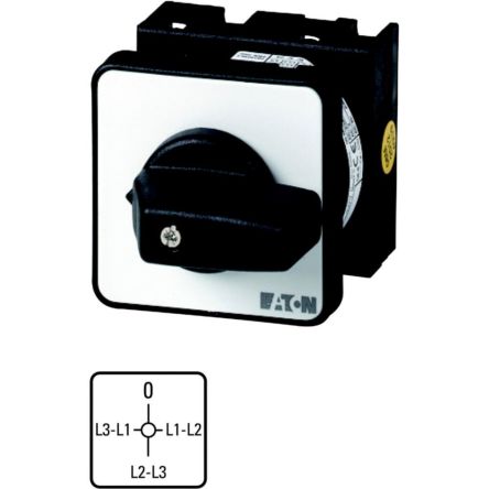 Eaton, 2P 4 Position 90° Voltmeter Cam Switch, 690V (Volts), 20A, Knob Actuator [011308 T0-2-15176/E]; 271-4258
