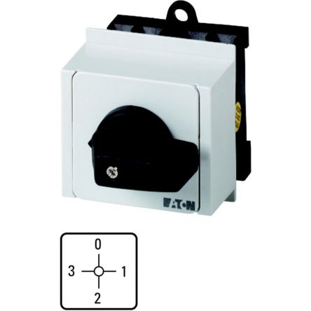 Eaton, 2P 4 Position 90° On-Off Cam Switch, 690V (Volts), 20A, Knob Actuator [011608 T0-2-8021/E]; 271-4305