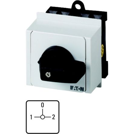 Eaton, 2P 3 Position 90° Changeover Cam Switch, 690V (Volts), 20A, Short Thumb Grip Actuator [011741 T0-2-8219/IVS]; 271-4325