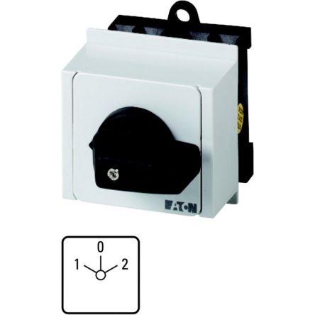 Eaton, 2P 3 Position 45° Changeover Cam Switch, 690V (Volts), 20A, Short Thumb Grip Actuator [012165 T0-2-8711/IVS]; 271-4355