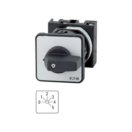 Eaton, 1P 6 Position 45° Multi Step Cam Switch, 690V (Volts), 20A, Toggle Actuator [012302 T0-3-144/EZ]; 271-4378
