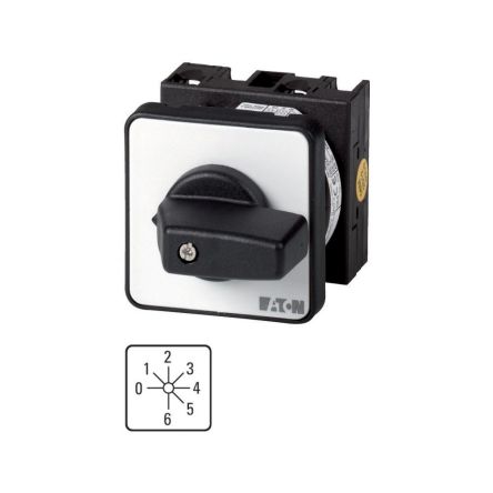 Eaton, 1P 6 Position 45° Multi Step Cam Switch, 690V (Volts), 20A, Toggle Actuator [012308 T0-3-145/E]; 271-4379