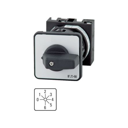 Eaton, 1P 7 Position 45° Multi Step Cam Switch, 690V (Volts), 20A, Toggle Actuator [012309 T0-3-145/EZ]; 271-4380