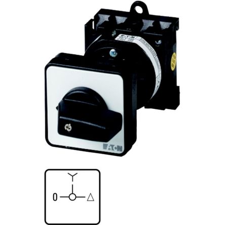 Eaton, 3P 3 Position 90° Star Delta Cam Switch, 690V (Volts), 20A, Short Thumb Grip Actuator [014034 T0-4-8419/Z]; 271-4559