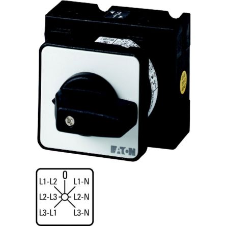 Eaton, 3P 6 Position 45° Voltmeter Cam Switch, 690V (Volts), 32A, Knob Actuator [019372 T3-3-8007/EZ]; 271-4895