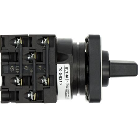 Eaton, 3P 3 Position 45° Changeover Cam Switch, 690V (Volts), 20A, Short Thumb Grip Actuator [024609 T0-3-8216/E]; 271-4979