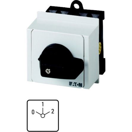 Eaton, 3P 3 Position 60° Changeover Cam Switch, 690V (Volts), 20A, Short Lever Actuator [026985 T0-3-8451/IVS]; 271-4992